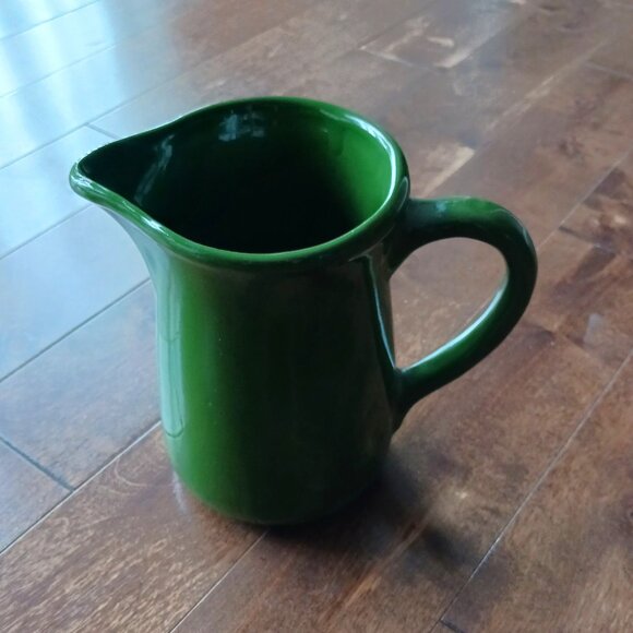 Vintage Dark Green Ceramic Pitcher : READ - Picture 1 of 7